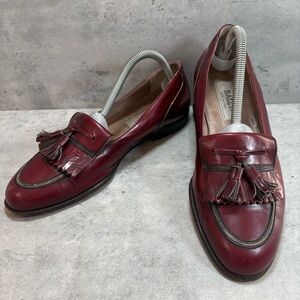 Bally Byron Loafers Brown Burgundy Leather Tassel Kiltie Made In Italy Men's 8D